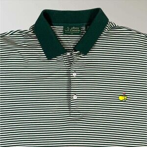 The Masters Shirt Men's Golf Polo Green Striped Amen Corner Pima Cotton Size XXL